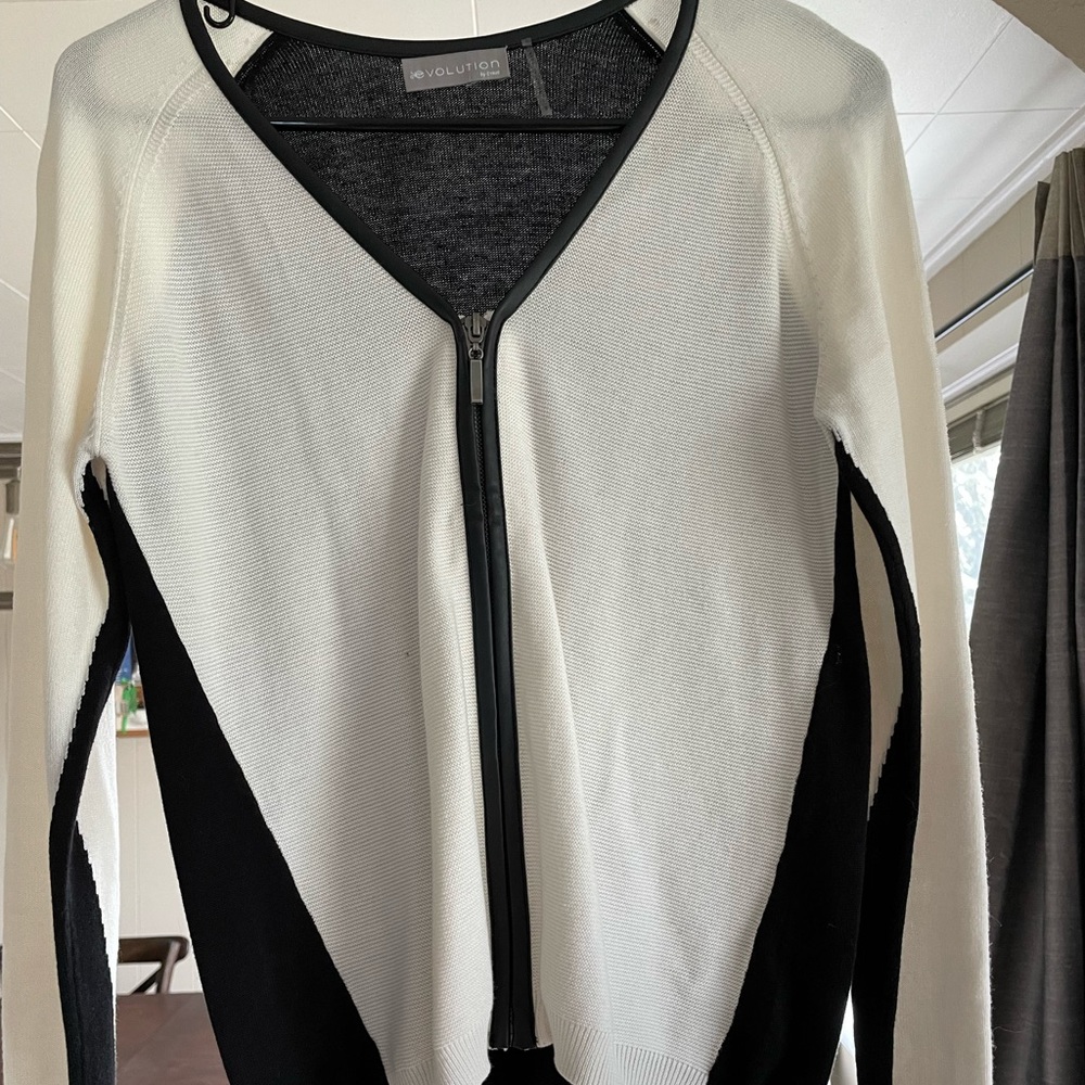 Evolution Black and White Zip Cardigan